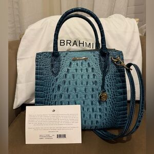 Brahmin Blue Crocodile Embossed Satchel
